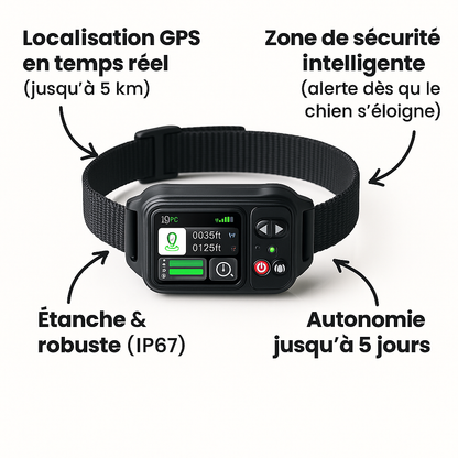 Collier Antifugue GPS pour Chien – Clôture Sans Fil Intelligente & Sécurisée